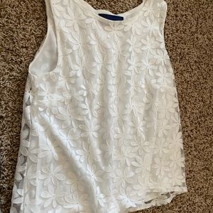 blue Rain- White flower blouse Size M